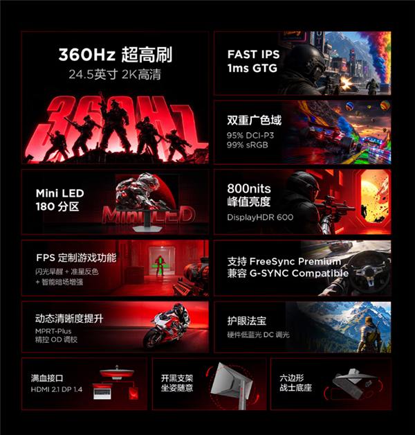 雷鸟新款24.5寸显示器首发1699元:2K 360Hz Mini LED屏