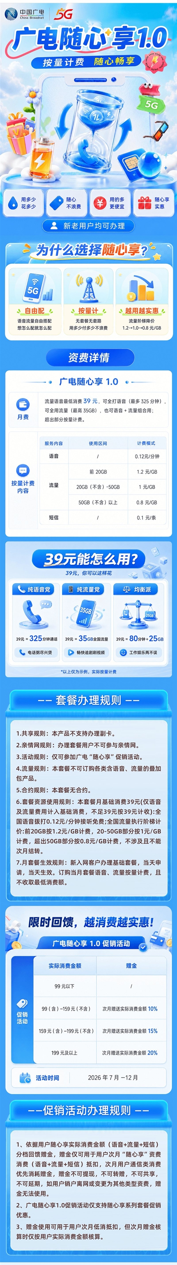 最低0.8元/GB!中国广电推39元起随享套餐:用多少付多少、新老用户都能办