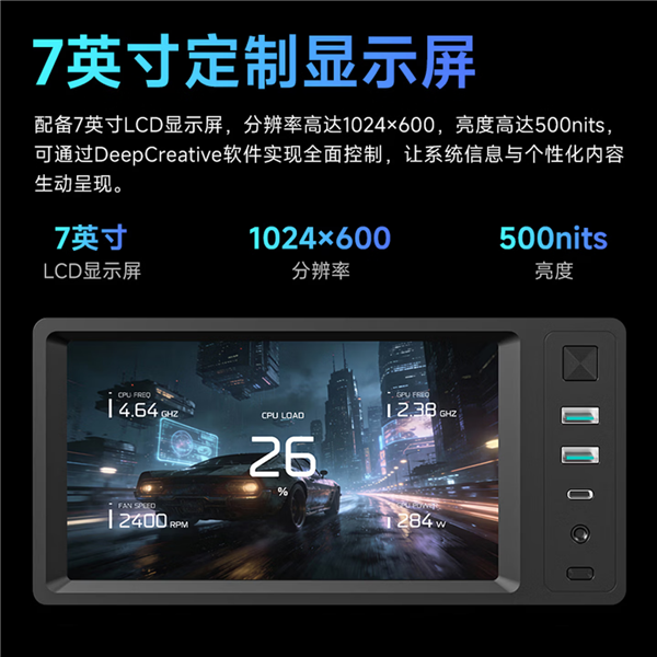 买副屏送机箱!九州风神CH690 LCD 899元开售:可放动画、可看温度