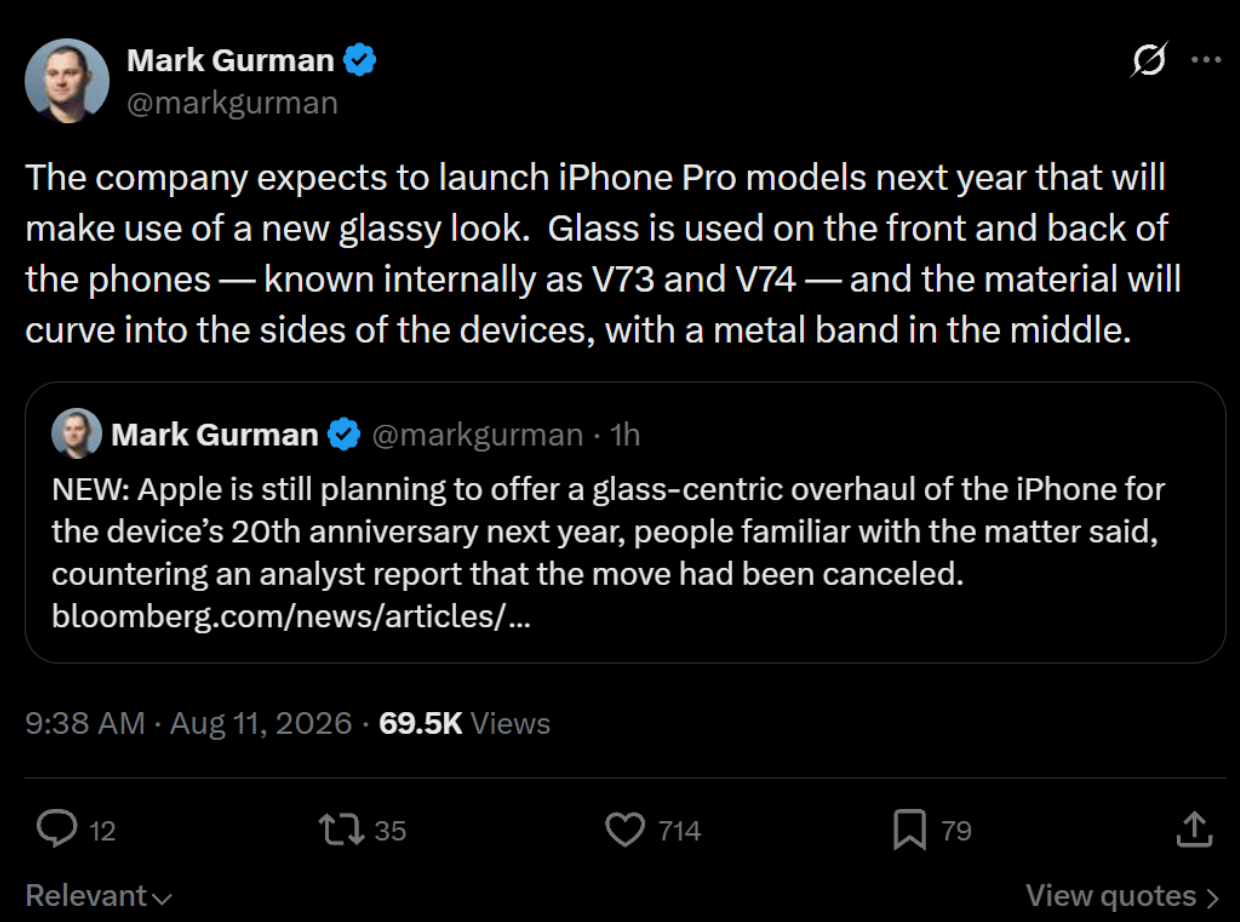 曝苹果2027年将推出全玻璃iPhone