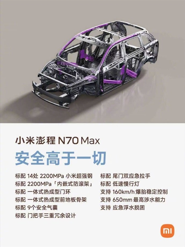 大五座四驱增程SUV迎重量级玩家！小米澎程N70 Max配置公开：预计9月上市
