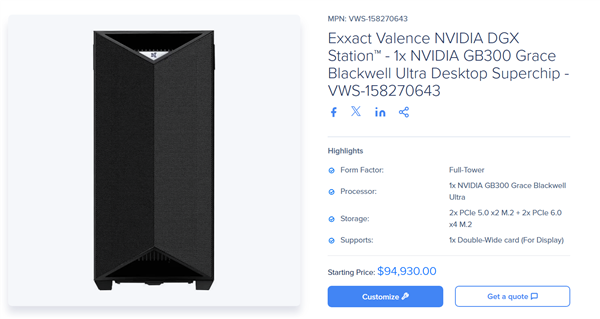 NVIDIA最强台式机开卖!起售价64万元:光内存就有748GB
