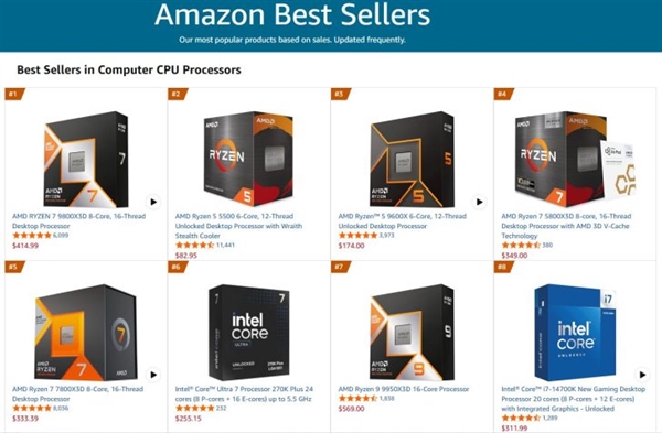 时隔一年半！Intel两款CPU杀回畅销榜前十：DDR5涨价功不可没