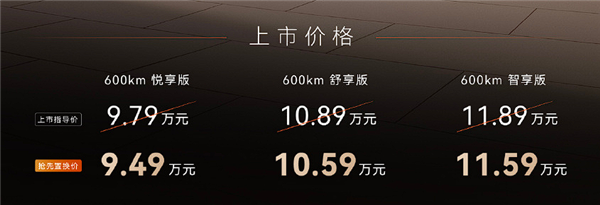 9.49万起 奇瑞风云T7上市:全系65度电池、续航600km!