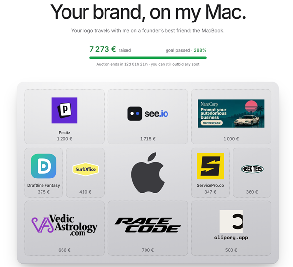 不花钱买MacBook还赚钱!把顶盖当广告位:已拍卖出57000元