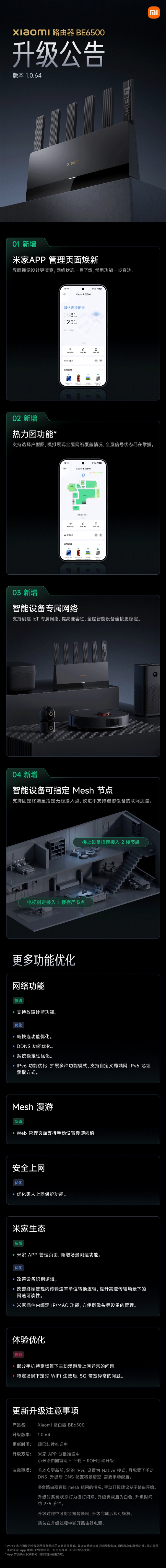 小米路由器BE6500迎大升级:新增全屋信号热力图、IoT专属网络