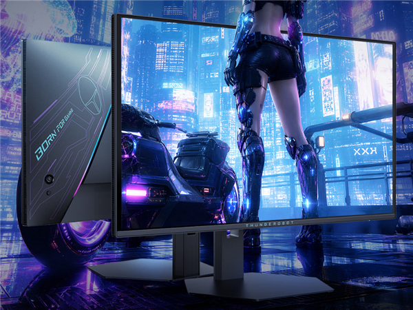 QDOLED高刷来袭!雷神新款27寸显示器到手3499元:2K 360Hz屏