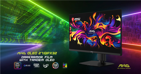 2999元！微星27英寸2K 320Hz QD-OLED显示器开卖：三星第四代面板