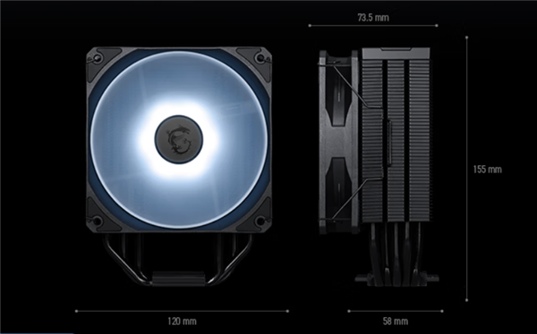 160元 微星PRO COREFROZR AR15散热器上市：单塔五热管直触