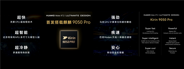 首款韬定律芯片!华为Mate XT 2首发搭载麒麟9050 Pro:性能提升超42%