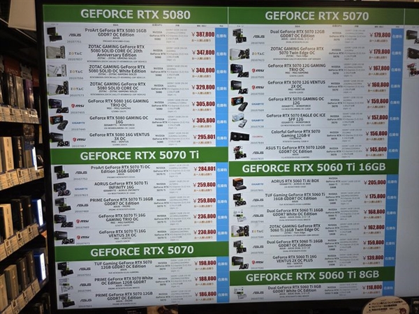 日本玩家太难了！RTX 5060 Ti 16GB零售价暴涨144%：单卡逼近万元