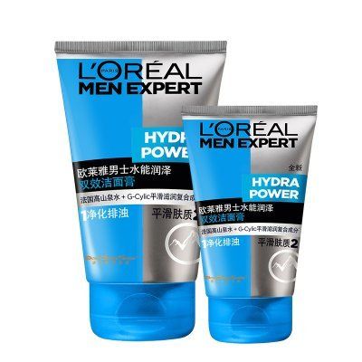 L'OREAL PARIS 巴黎欧莱雅 男士水能润泽双效洁面膏 100ml+50m